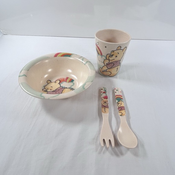 Disney Other - Disney Winnie the Pooh Toddler Dinnerware Bowl Cup Fork Spoon Rise And Shine